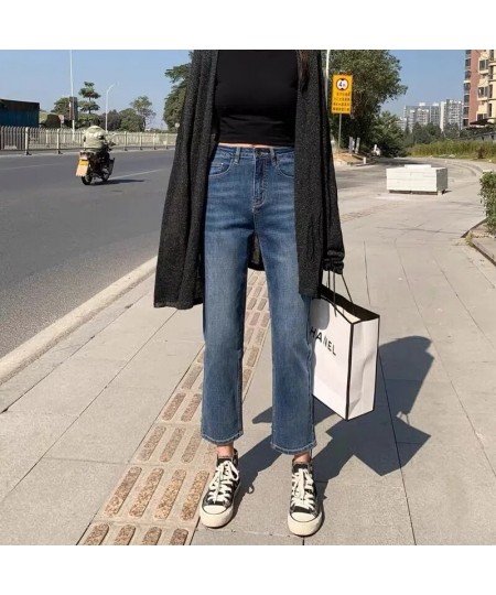 Spring Fall Women's Ankle-length Straight Jeans Oversized 4xl High Waist Casual Denim Pants Fashion Streetwear Baggy Pantalon...