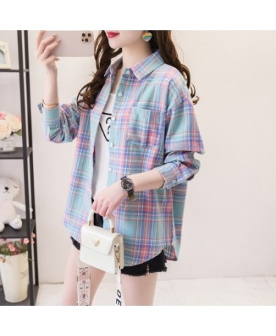 2023 New Women Long Sleeve Shirts Red and Black Flannel Plaid Shirt Tops Brand Casual Loose Female Check Blouses Clothes $27....