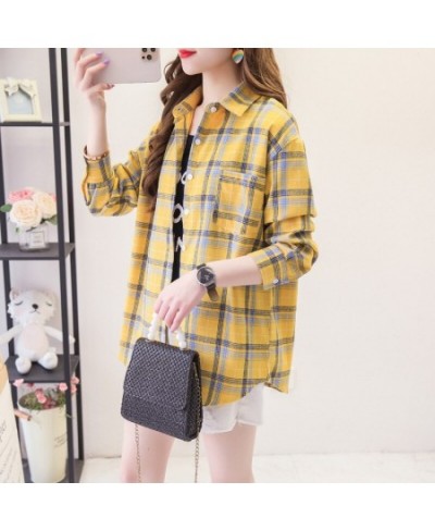 2023 New Women Long Sleeve Shirts Red and Black Flannel Plaid Shirt Tops Brand Casual Loose Female Check Blouses Clothes $27....