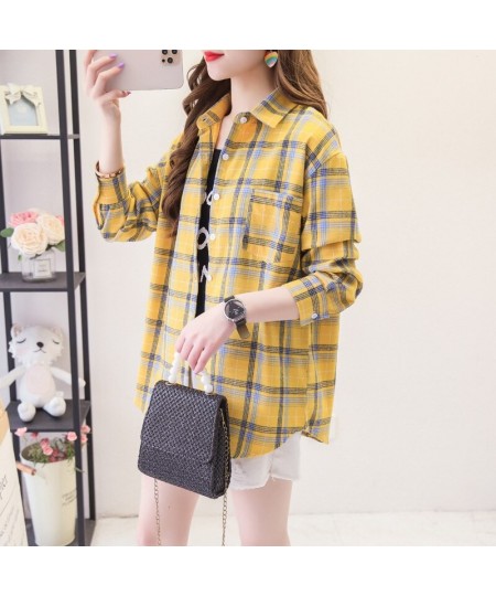 2023 New Women Long Sleeve Shirts Red and Black Flannel Plaid Shirt Tops Brand Casual Loose Female Check Blouses Clothes $27....