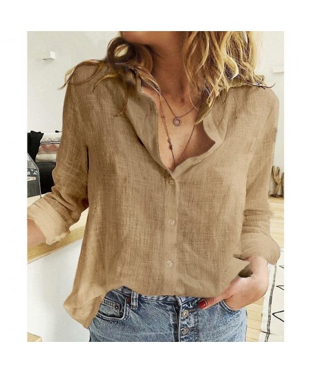 Cotton Linen Leisure Shirts Button Lapel Cardigan Top Lady Loose Long Sleeve Oversized Shirt Womens Blouses spring Blusas Muj...