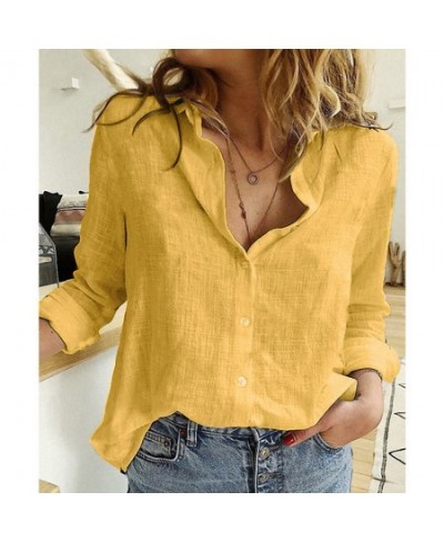 Cotton Linen Leisure Shirts Button Lapel Cardigan Top Lady Loose Long Sleeve Oversized Shirt Womens Blouses spring Blusas Muj...