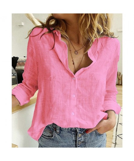 Cotton Linen Leisure Shirts Button Lapel Cardigan Top Lady Loose Long Sleeve Oversized Shirt Womens Blouses spring Blusas Muj...