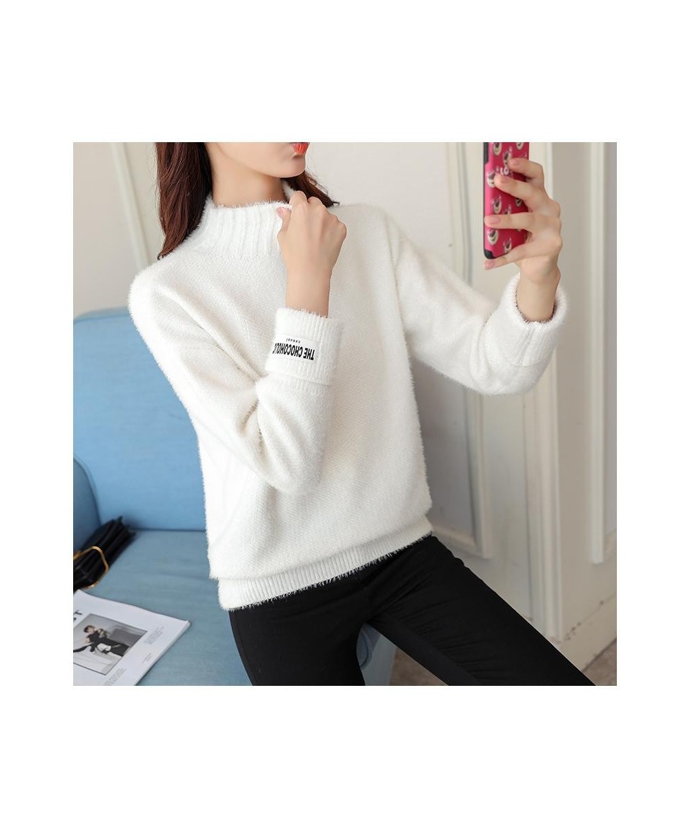 2022 New Women's Mink Cashmere Half High Neck Loose And Thickened With Bottomed Long Sleeve Knitted Sweater $39.04 - Tops & Tees