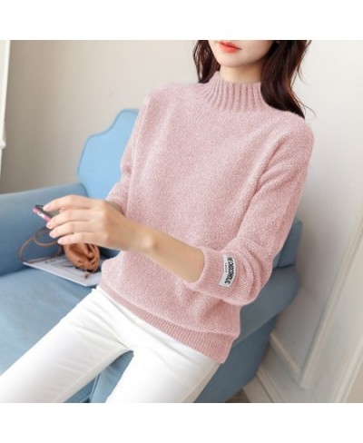 2022 New Women's Mink Cashmere Half High Neck Loose And Thickened With Bottomed Long Sleeve Knitted Sweater $39.04 - Tops & Tees