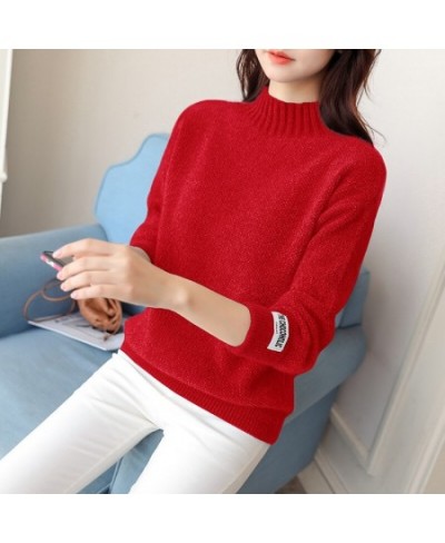 2022 New Women's Mink Cashmere Half High Neck Loose And Thickened With Bottomed Long Sleeve Knitted Sweater $39.04 - Tops & Tees