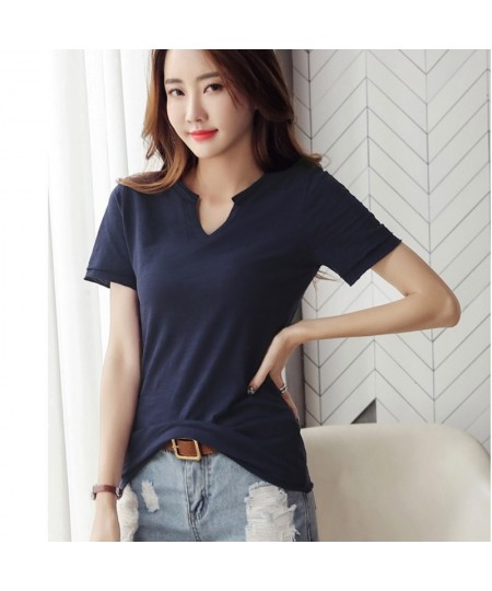 Summer New Womens Blouse Shirt V-Neck Pullover Short Sleeve 2023 Women Casual Shirts Tops Black/White $32.84 - Blouses & Shirts