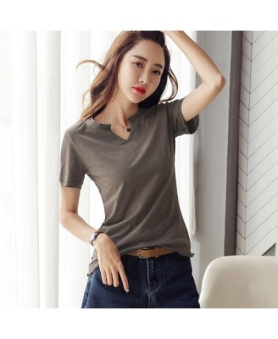 Summer New Womens Blouse Shirt V-Neck Pullover Short Sleeve 2023 Women Casual Shirts Tops Black/White $32.84 - Blouses & Shirts