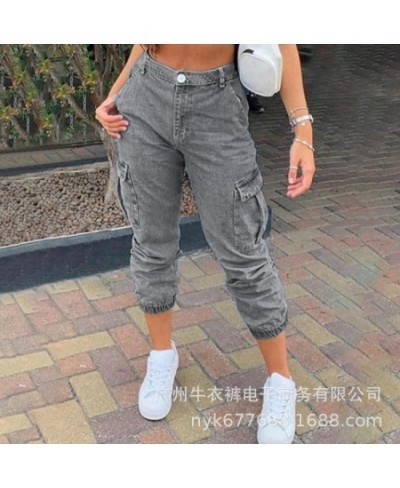 Washed Mid-waist Jeans Trousers 2022 New Women Side Pockets Fashion Vintage Blue Streetwear Feet Jeans $41.87 - Jeans