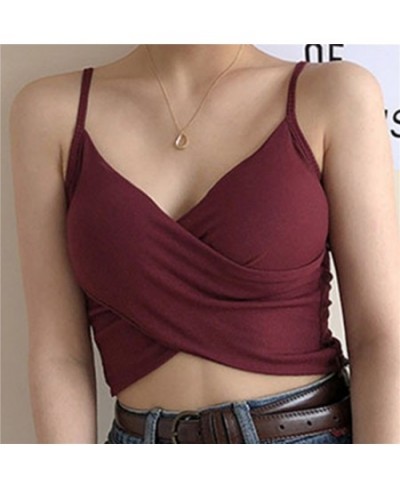 Sexy Women Tops V Neck Pure Color Patchwork Crop Tops Women Sleeveless Camisole Tank Tops Casual Summer Ladies Slim Vest 2023...