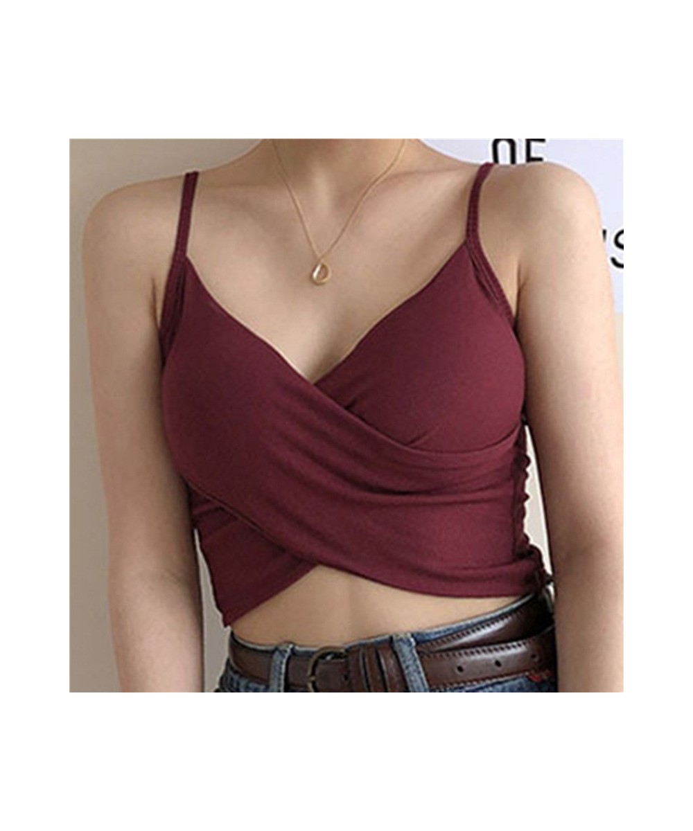 Sexy Women Tops V Neck Pure Color Patchwork Crop Tops Women Sleeveless Camisole Tank Tops Casual Summer Ladies Slim Vest 2023...