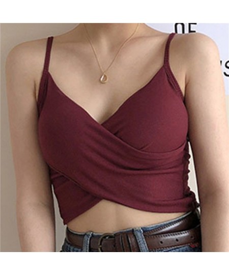 Sexy Women Tops V Neck Pure Color Patchwork Crop Tops Women Sleeveless Camisole Tank Tops Casual Summer Ladies Slim Vest 2023...