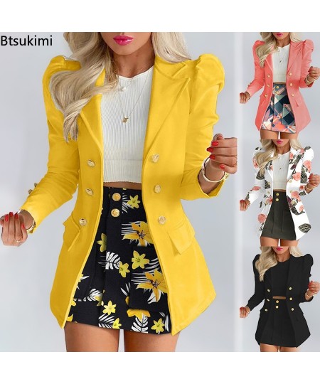 New Women Printed Single Breasted Jacket and Mini Skirt Set Ladies Long Sleeve Skirt Suit 2-piece Office Women Dress Skirt Se...