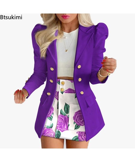 New Women Printed Single Breasted Jacket and Mini Skirt Set Ladies Long Sleeve Skirt Suit 2-piece Office Women Dress Skirt Se...