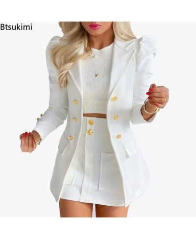 New Women Printed Single Breasted Jacket and Mini Skirt Set Ladies Long Sleeve Skirt Suit 2-piece Office Women Dress Skirt Se...