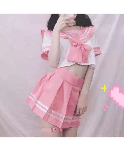 Japanese School Uniform Harajuku Y2k Shirt Woman E Girl Mini Pleated Skirts Pink Casual Kawaii Indie Two Piece Set Clothes $2...