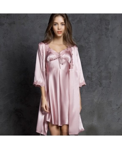 192 Two-piece Robe Nightdress Sets Stain Pajamas Women Sleepwear Set Sling Pijamas Women Sexy Silk Robes for Women Sleep Wear...