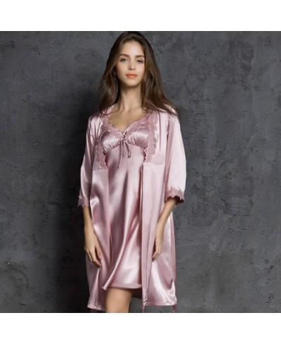 192 Two-piece Robe Nightdress Sets Stain Pajamas Women Sleepwear Set Sling Pijamas Women Sexy Silk Robes for Women Sleep Wear...