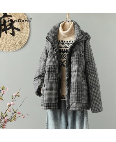 Women White Duck Down Jacket Plaid Casual Autumn Winter Thick Warm Outwear with Hood Windbreaker Coat 2022 New $90.33 - Jacke...