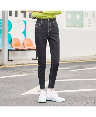 Jeans Women Thermostatic Slim Pants Ninth Point Pants 2023 New High Waist Slim Leggings Light Color Demin For Female $43.10 -...