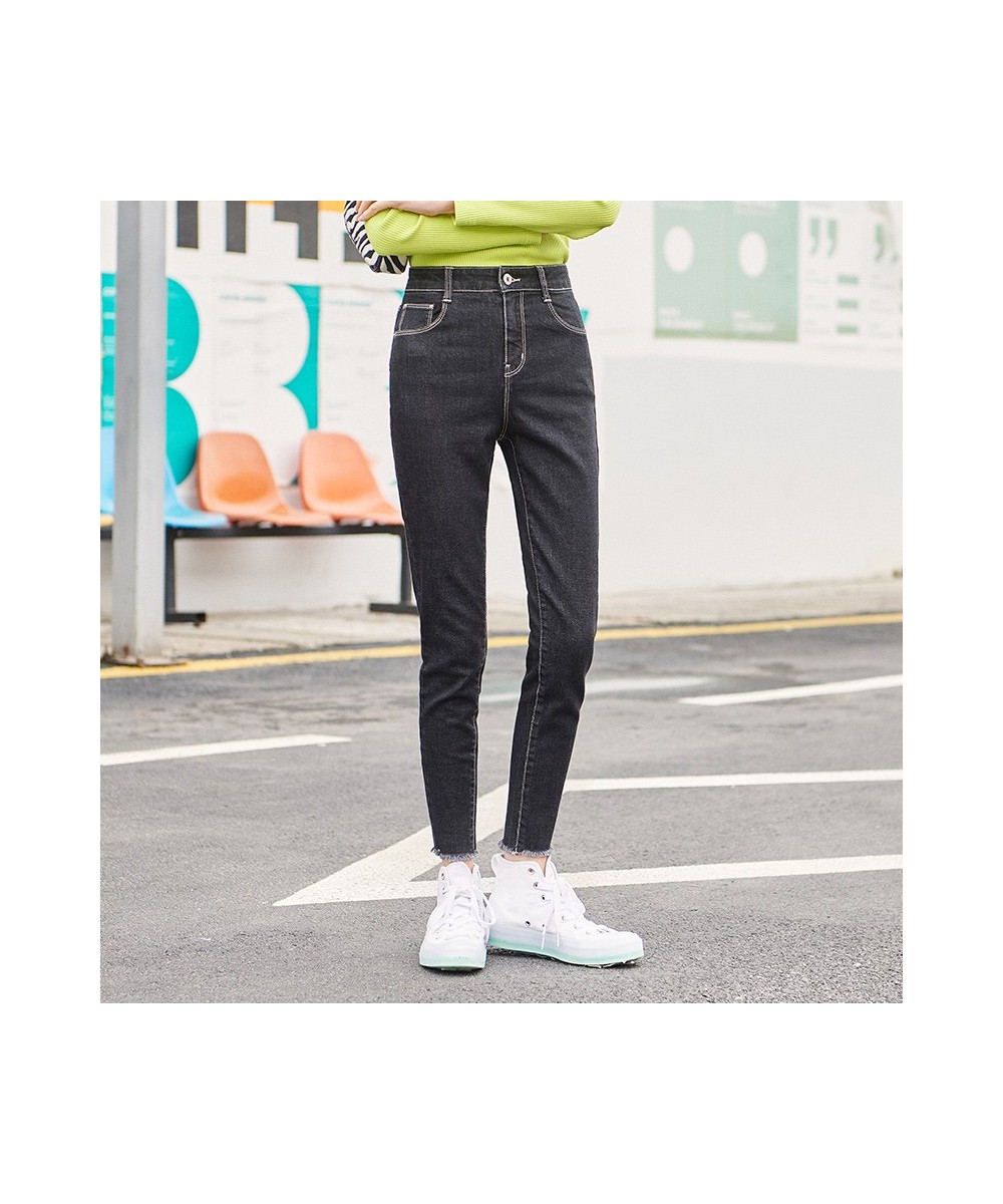 Jeans Women Thermostatic Slim Pants Ninth Point Pants 2023 New High Waist Slim Leggings Light Color Demin For Female $43.10 -...