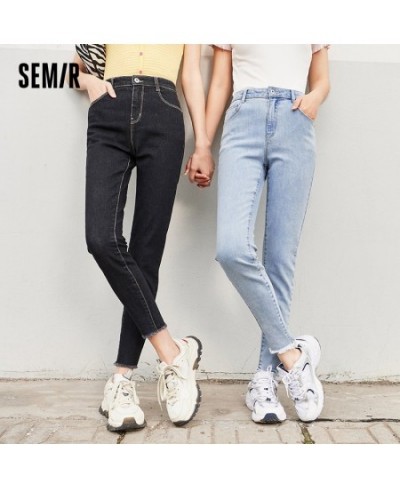 Jeans Women Thermostatic Slim Pants Ninth Point Pants 2023 New High Waist Slim Leggings Light Color Demin For Female $43.10 -...