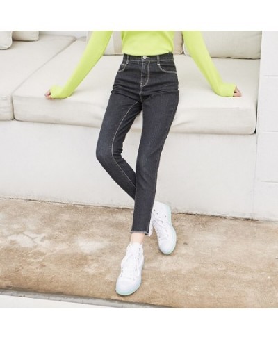 Jeans Women Thermostatic Slim Pants Ninth Point Pants 2023 New High Waist Slim Leggings Light Color Demin For Female $43.10 -...