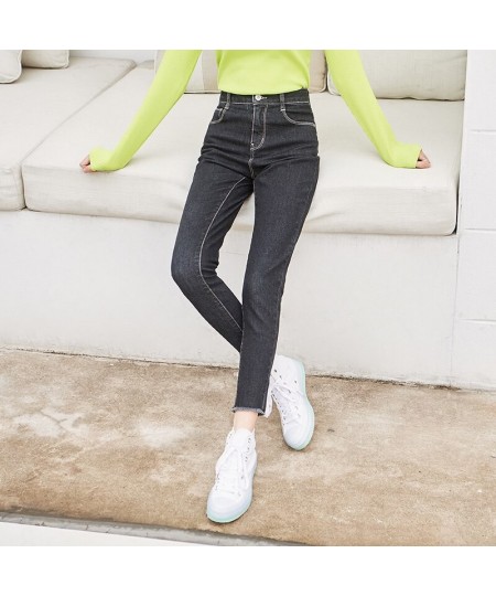 Jeans Women Thermostatic Slim Pants Ninth Point Pants 2023 New High Waist Slim Leggings Light Color Demin For Female $43.10 -...