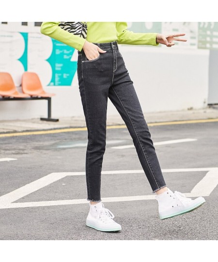 Jeans Women Thermostatic Slim Pants Ninth Point Pants 2023 New High Waist Slim Leggings Light Color Demin For Female $43.10 -...