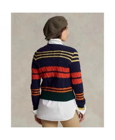 Women Sweater RL Wool Cardigan Autumn Winter Woman Korean Fashion Color Striped Knitted Jumper Top Sueters De Mujer $106.23 -...