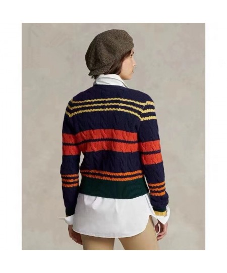 Women Sweater RL Wool Cardigan Autumn Winter Woman Korean Fashion Color Striped Knitted Jumper Top Sueters De Mujer $106.23 -...