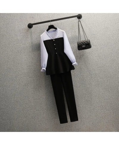 Spring New Elegant Women's Pants Suit Temperament Chiffon Coat Black Trousers Two-piece Set Female Tracksuit Casual Clothes $...