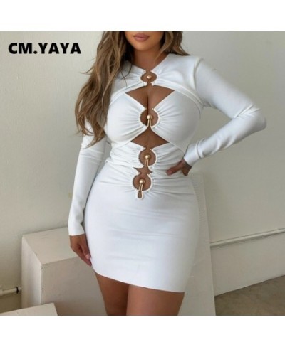 Women Dress Solid Cut Out Bodycon Sexy Nigh Club Vestidos Fashion Streetwear Full Sleeve Mini Casual Dresses 2022 Fall $43.47...