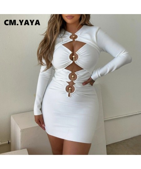 Women Dress Solid Cut Out Bodycon Sexy Nigh Club Vestidos Fashion Streetwear Full Sleeve Mini Casual Dresses 2022 Fall $43.47...