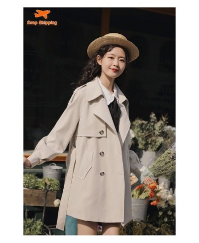 Spring 2023 Elegant Premium Collar Commuter Coat Windbreaker Jackets Outerwears Trench Coats Top Woman Clothes French $54.29 ...