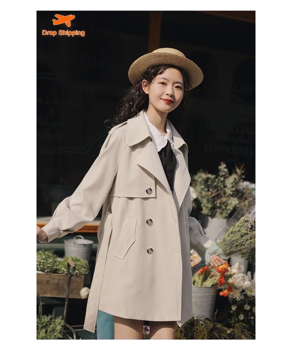 Spring 2023 Elegant Premium Collar Commuter Coat Windbreaker Jackets Outerwears Trench Coats Top Woman Clothes French $54.29 ...