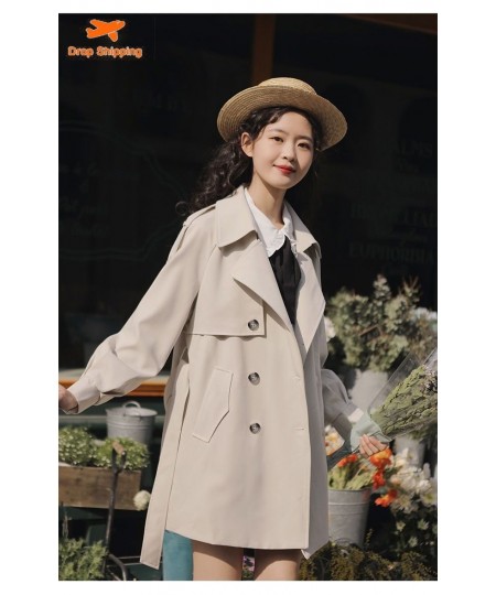 Spring 2023 Elegant Premium Collar Commuter Coat Windbreaker Jackets Outerwears Trench Coats Top Woman Clothes French $54.29 ...