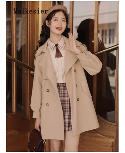 Spring 2023 Elegant Premium Collar Commuter Coat Windbreaker Jackets Outerwears Trench Coats Top Woman Clothes French $54.29 ...