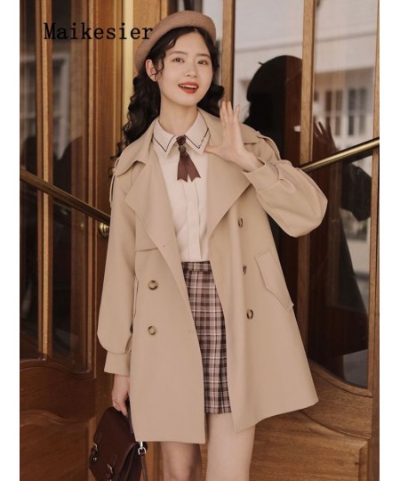 Spring 2023 Elegant Premium Collar Commuter Coat Windbreaker Jackets Outerwears Trench Coats Top Woman Clothes French $54.29 ...