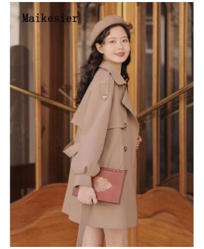 Spring 2023 Elegant Premium Collar Commuter Coat Windbreaker Jackets Outerwears Trench Coats Top Woman Clothes French $54.29 ...