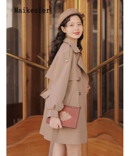 Spring 2023 Elegant Premium Collar Commuter Coat Windbreaker Jackets Outerwears Trench Coats Top Woman Clothes French $54.29 ...