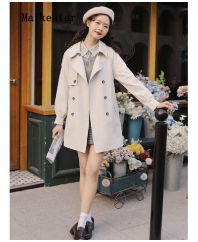 Spring 2023 Elegant Premium Collar Commuter Coat Windbreaker Jackets Outerwears Trench Coats Top Woman Clothes French $54.29 ...