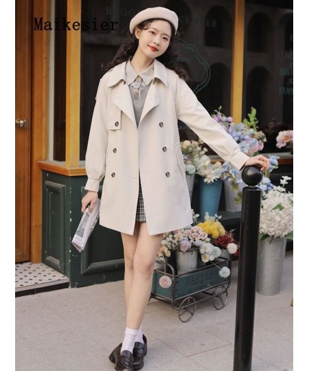 Spring 2023 Elegant Premium Collar Commuter Coat Windbreaker Jackets Outerwears Trench Coats Top Woman Clothes French $54.29 ...