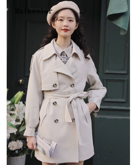 Spring 2023 Elegant Premium Collar Commuter Coat Windbreaker Jackets Outerwears Trench Coats Top Woman Clothes French $54.29 ...