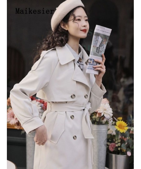 Spring 2023 Elegant Premium Collar Commuter Coat Windbreaker Jackets Outerwears Trench Coats Top Woman Clothes French $54.29 ...