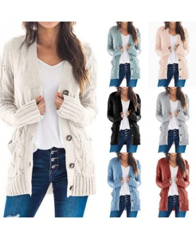 Autumn and winter 2023 new women's casual cardigan coat solid color Fried Dough Twists button cardigan sweater women $47.05 -...