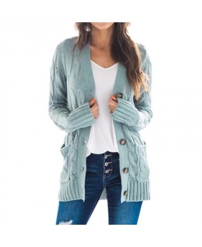 Autumn and winter 2023 new women's casual cardigan coat solid color Fried Dough Twists button cardigan sweater women $47.05 -...