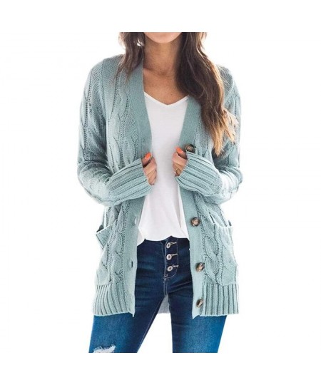 Autumn and winter 2023 new women's casual cardigan coat solid color Fried Dough Twists button cardigan sweater women $47.05 -...