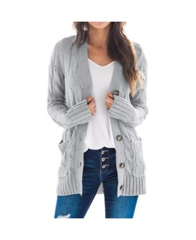 Autumn and winter 2023 new women's casual cardigan coat solid color Fried Dough Twists button cardigan sweater women $47.05 -...