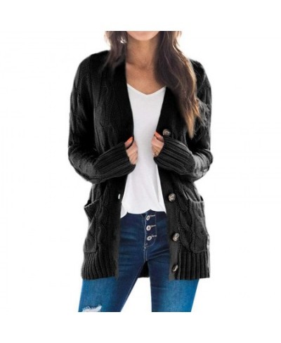 Autumn and winter 2023 new women's casual cardigan coat solid color Fried Dough Twists button cardigan sweater women $47.05 -...